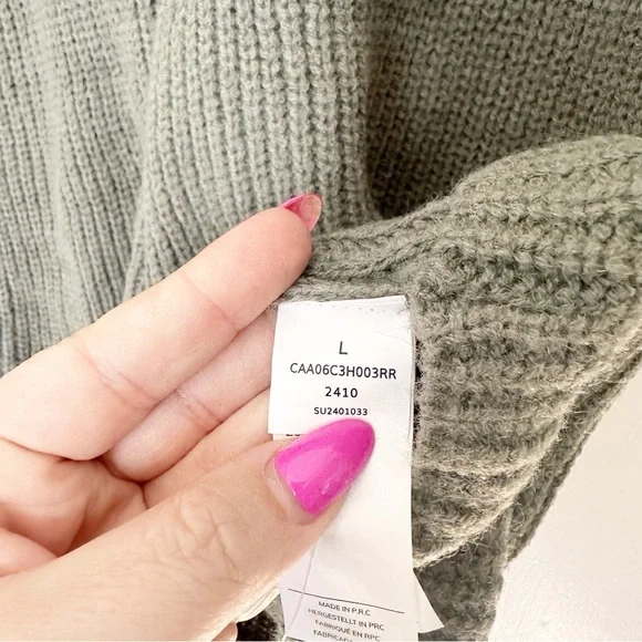 Cupshe Honeycomb Textured Knit Sweater Mini Dress Sage Green L NWT - Picture 8 of 9